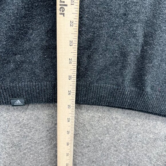 Adidas Pullover Men Small Gray Knit Pullover Crewneck Sweatshirt Trefoil CF540 - Picture 4 of 10